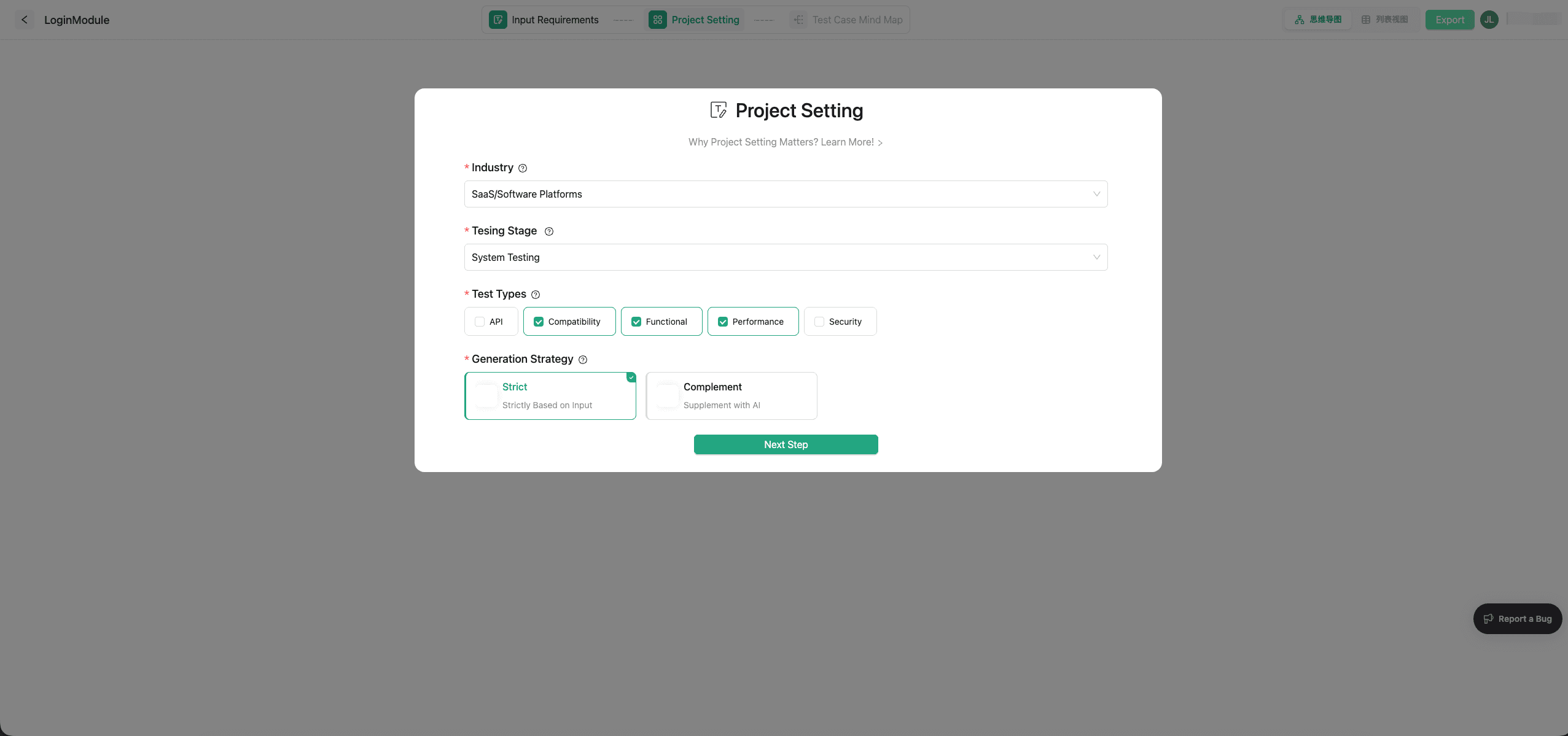 Project settings
