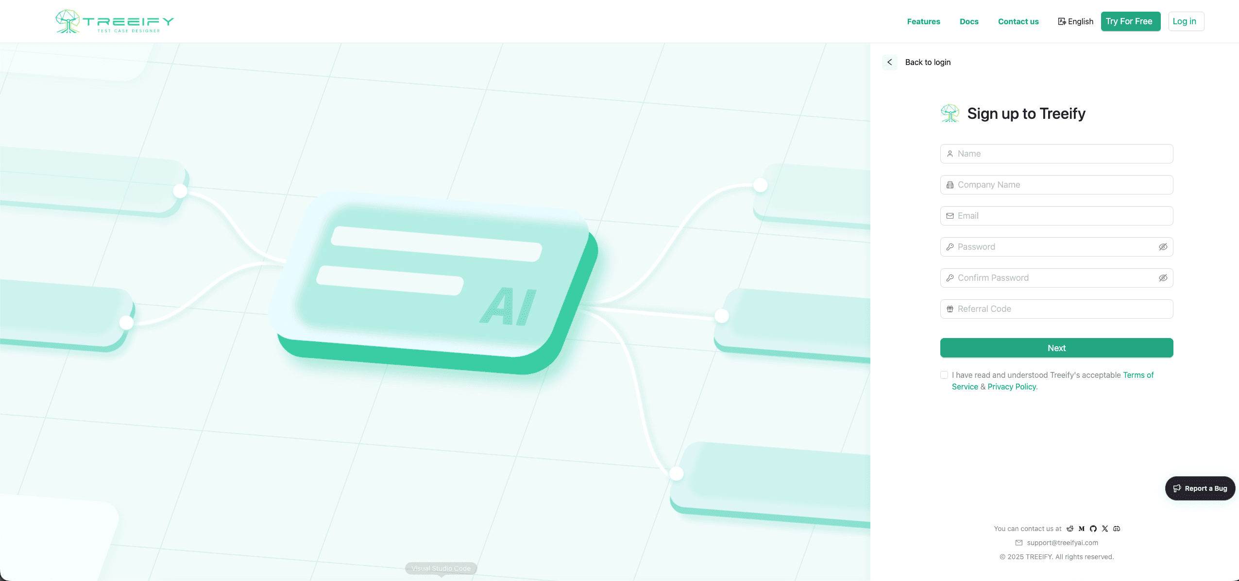 Sign-up page